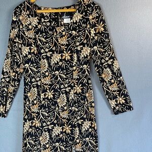 VTG Elisse Black Floral Midi Dress Long Sleeve Sz 5/6 Halloween Costume Witchy